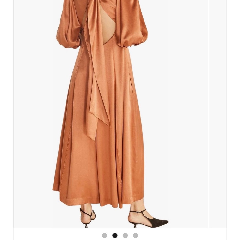Rebecca Taylor Copper Satin Maxi Dress with Side Cutout